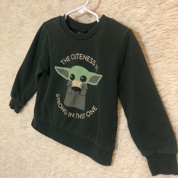 STAR WARS Grogu Sweatshirt Kids Size 3T Dark Green Baby Yoda Mandalorian - Picture 3 of 12